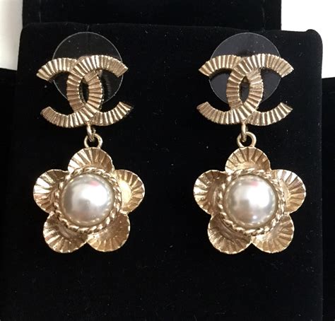 chanel drop earrings replica|vintage chanel pearl drop earrings.